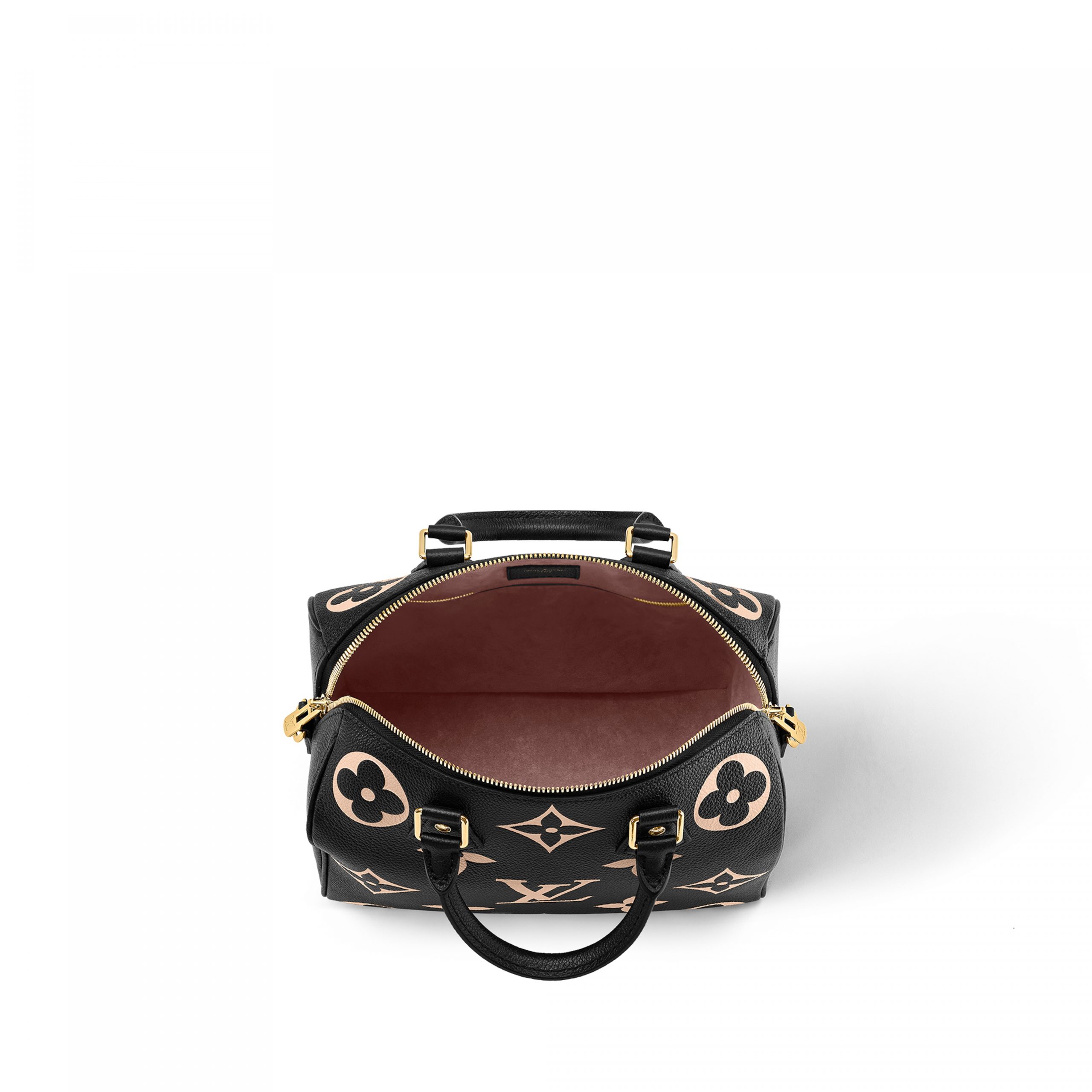 Louis Vuitton M58947 Speedy Bandoulière 25 Bicolor Monogram Empreinte Leather Black Beige